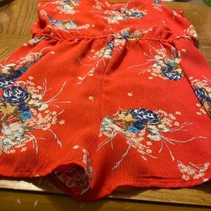 XL, red, romper, floral